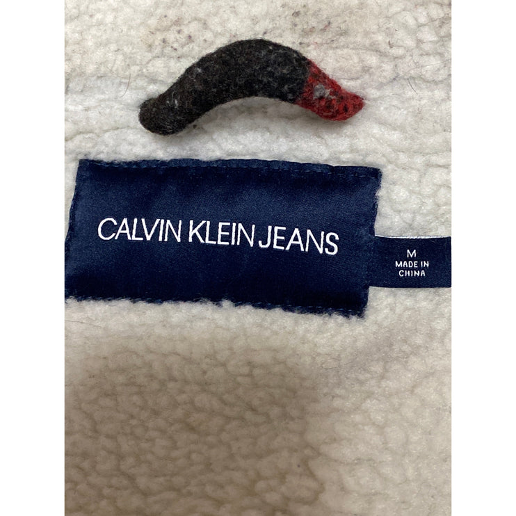 Calvin Klein Jeans Men's Plaid Fleece-Lined Snap Long Sleeve Chore Jacket Size M