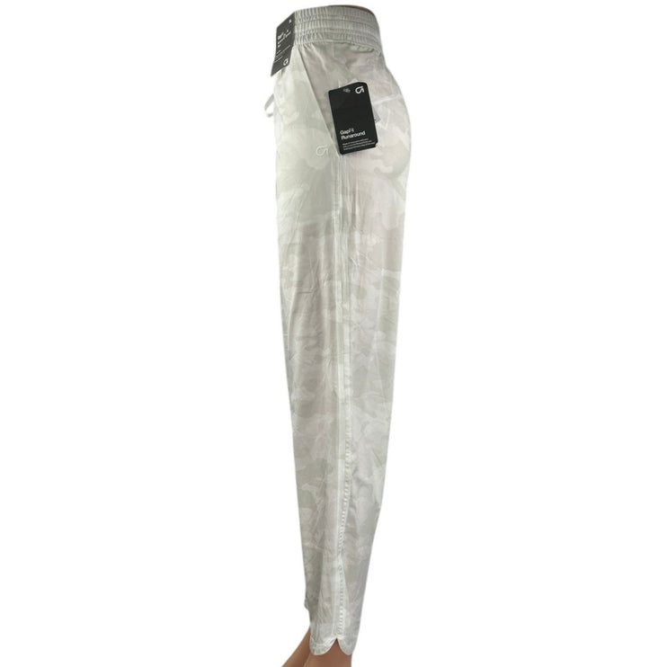 NEW Gap Runaround Womens White Gray Camo Drawstring Wide Leg Sweat Pants Size XL