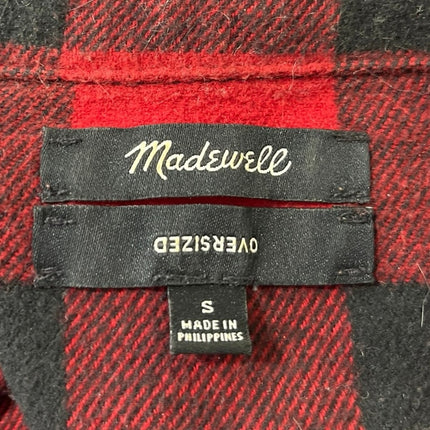 Madewell Women's Red Black Plaid Flannel Oversized Button Down Shirt Top Size S