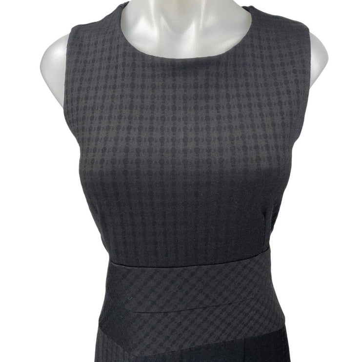 Banana Republic Black Checkered Sleeveless Back Zip Mini Pencil Sheath Dress 12