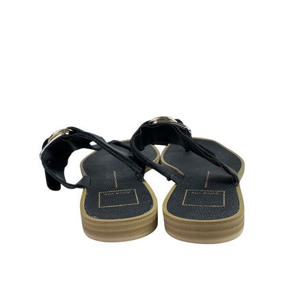 Dolce Vita Ilene Women's Black Faux Leather Thong Square Slip On Sandals Size 7