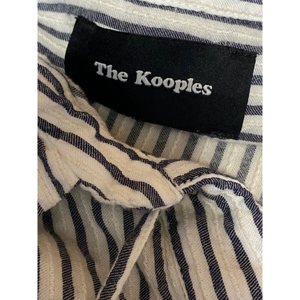 The Kooples Black White Striped Collared Tie Neck Long Sleeve Shirt Blouse Top 3