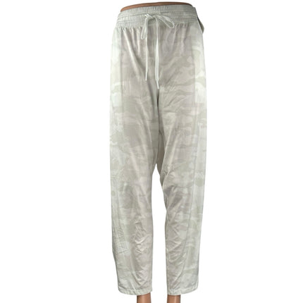 NEW Gap Runaround Womens White Gray Camo Drawstring Wide Leg Sweat Pants Size XL