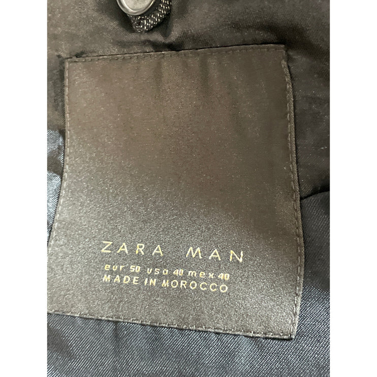 Zara Men Dark Gray Wool Notch Lapel Long Sleeve Blazer Sport Coat Suit Jacket 40