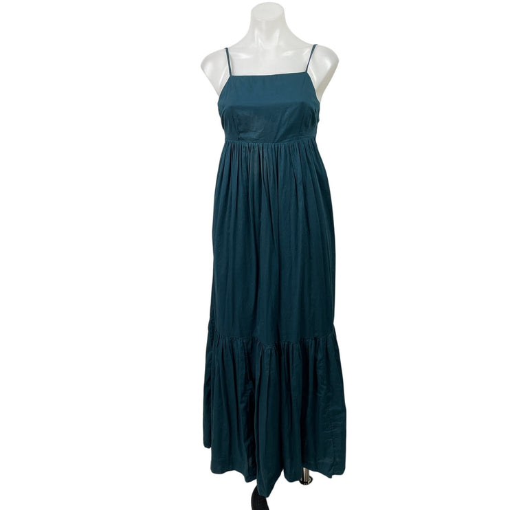 Abercrombie & Fitch Blue Sleeveless Pleated Cami Tiered A Line Maxi Dress Size S