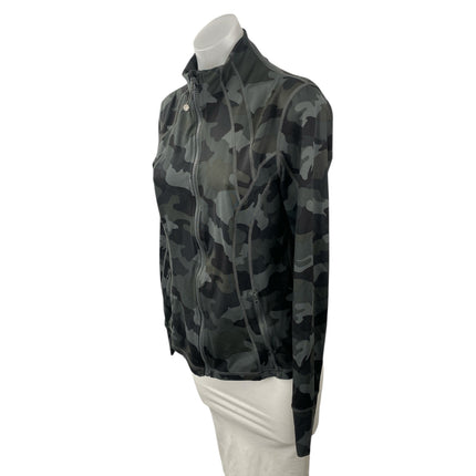 Yogalicious Lux Camouflage Long Sleeve Yoga Activewear Athletic Coat Jacket Sz M