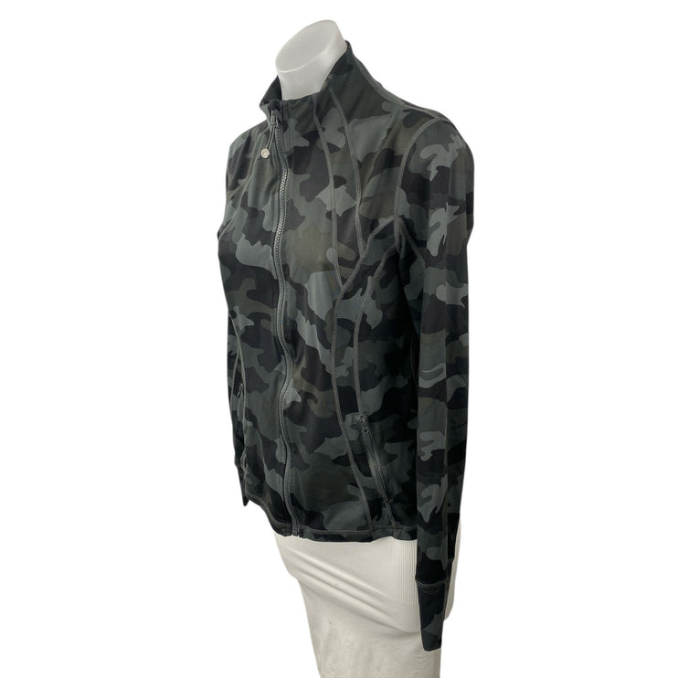 Yogalicious Lux Camouflage Long Sleeve Yoga Activewear Athletic Coat Jacket Sz M