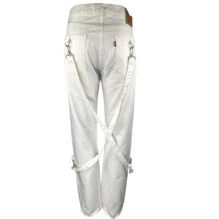 Levi's 501 Women's White Strap High Waisted Straight Leg Denim Jeans Size 33