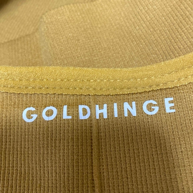 Goldhinge Women's Gold Brown Rib Knit Sleeveless Cami Camisole Crop Tank Top S