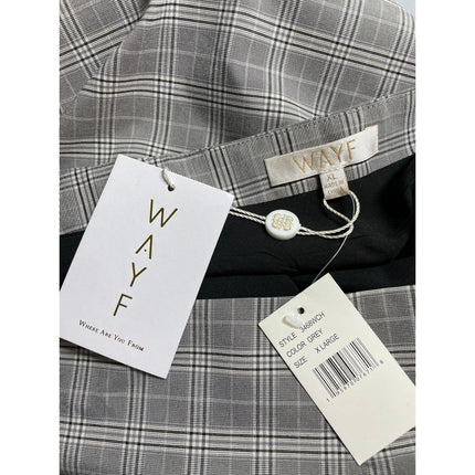 NEW Wayf Women's Gray Plaid Flannel Tartan Slit High Waist Mini Pencil Skirt XL