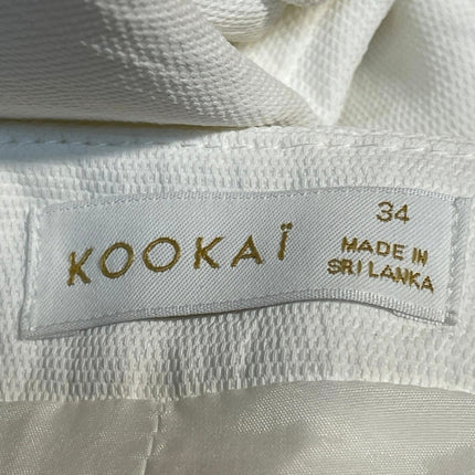 Kookai Oyster Tailored Women White High Rise Straight Leg Trousers Pants Size 34