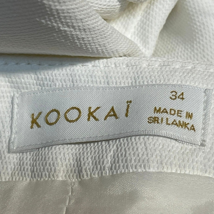 Kookai Oyster Tailored Women White High Rise Straight Leg Trousers Pants Size 34