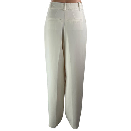 Aritzia Wilfred The Effortless White Pleated Wide Leg Trouser Dress Pants Size S