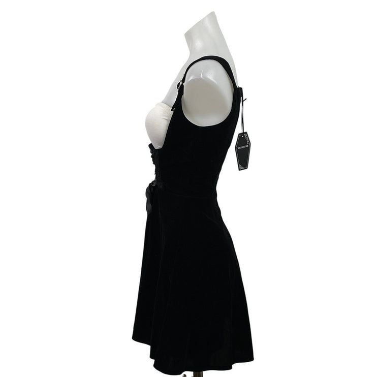 NEW Dolls Kill The Grave Girl Moonlit Maven Black Velvet A-Line Tank Dress XXS