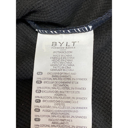 BYLT Mens Black Long Sleeve Crew Neck Waffle Knit Thermal T Shirt Tee Top Size M