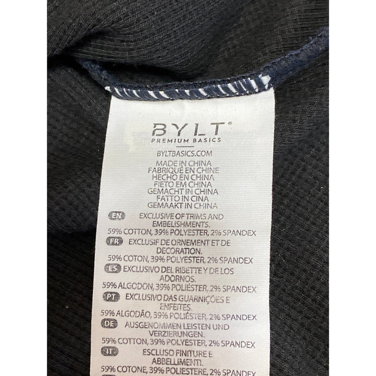 BYLT Mens Black Long Sleeve Crew Neck Waffle Knit Thermal T Shirt Tee Top Size M