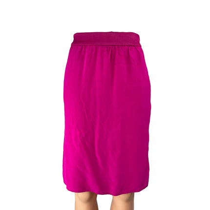 Liz Claiborne 100% Silk Women's Pink Elastic Waist Knee Length Pencil Skirt Sz S