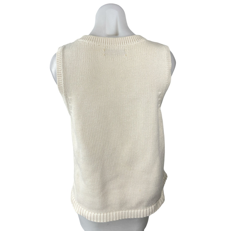 Ann Taylor LOFT Women's Beige Sleeveless Cable Knit Tank Sweater Top Size L