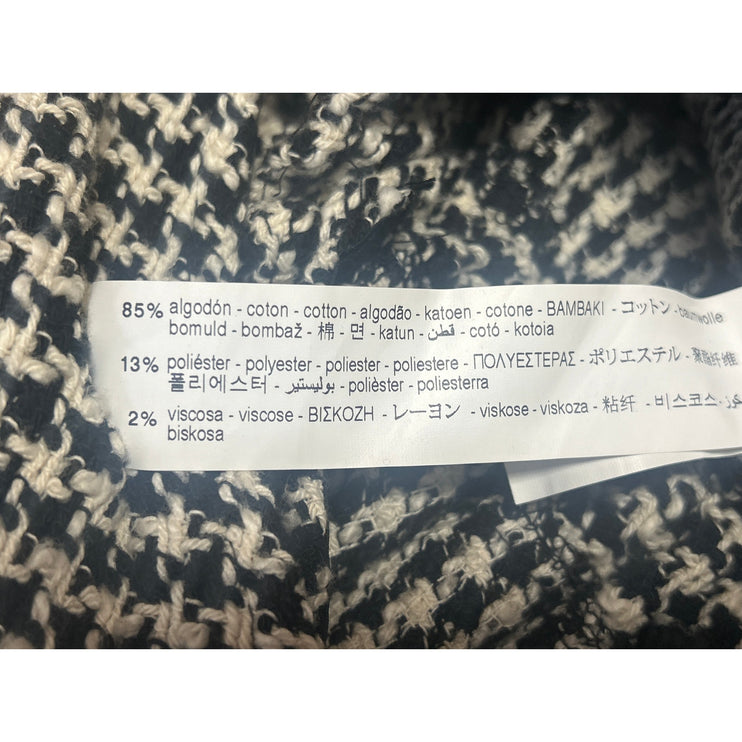 Zara Black White Tweed Button Front Sleeveless Pinafore Vest Mini Dress Size S