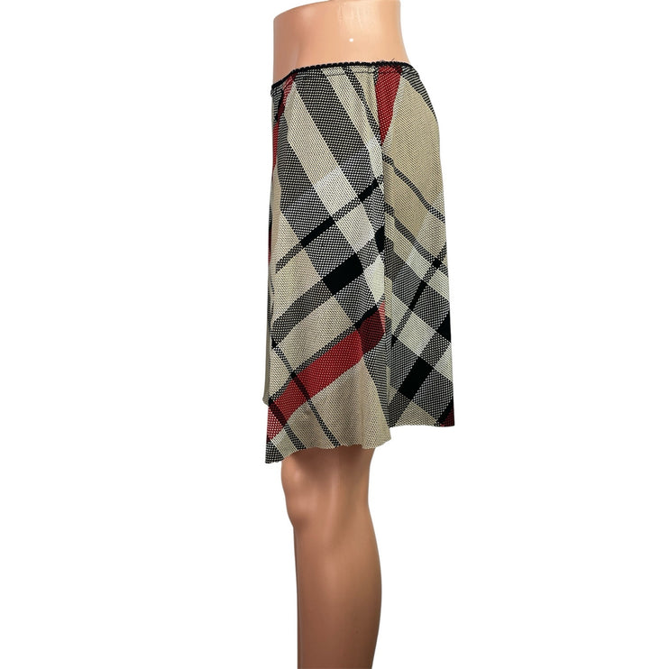 Wrapper Womens Multicolor Plaid Checkered Raw Hem Mini Straight Pencil Skirt L