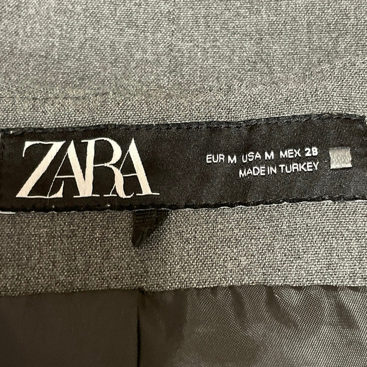 Zara Women's Gray Sleeveless V Neck Button Down Pocket Vest Crop Top Size M