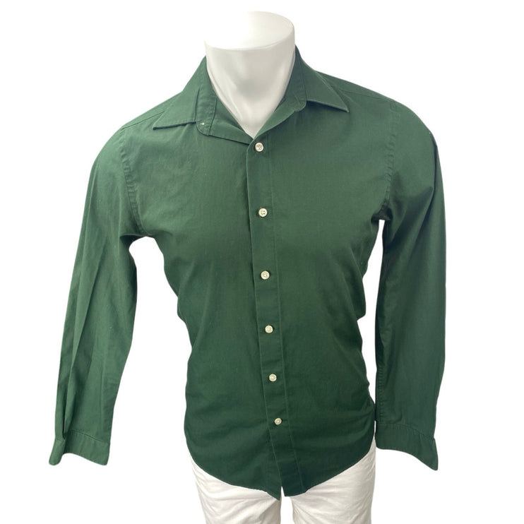 Club Room Men's Green Slim Fit Collared Long Sleeve Button Down Shirt Top Size S