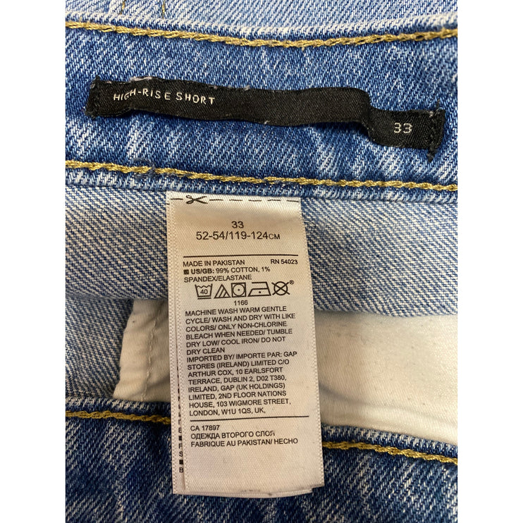 Banana Republic Blue High Waisted Medium Wash Cuffed Denim Jeans Shorts Size 33