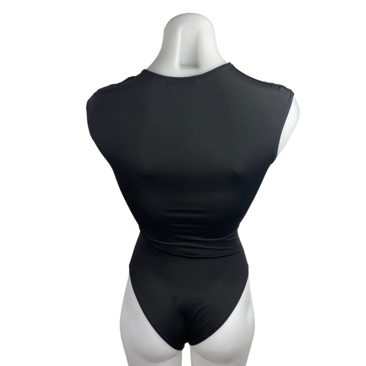 Zara Women's Black Sleeveless Stretch Slim Fit Thong Bodysuit Tank Top Size S