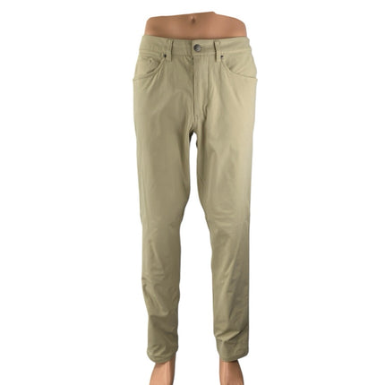 Lululemon Men's Cream High Waist Straight Leg Chino Khaki Trousers Pants Size 32