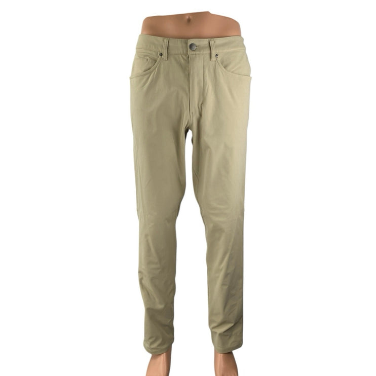 Lululemon Men's Cream High Waist Straight Leg Chino Khaki Trousers Pants Size 32