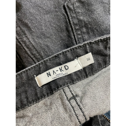 NA-KD Women's Black High Waisted Baggy Barrel Wide Leg Denim Jeans Size 36