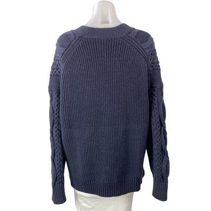 Phillip Lim Womens Dark Blue Long Sleeves Wool Cable Knit Cardigan Sweater Top S