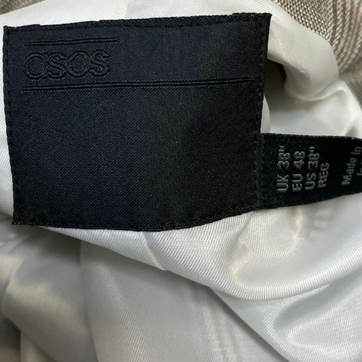 NEW ASOS Women's Gray Plaid Blazer Coat Suit Jacket Dress Pants 2 Pc Set Size 38