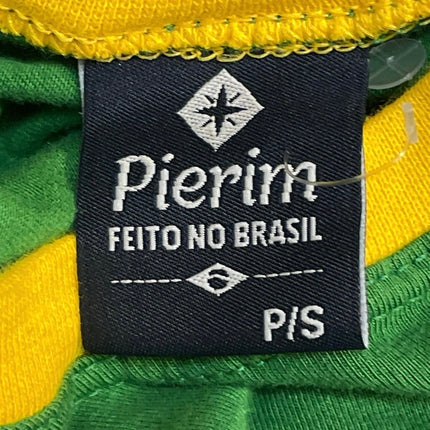 Pierim Women's Green Brazil Flag Short Sleeve Crop Tee Shorts 2 Piece Set Size S