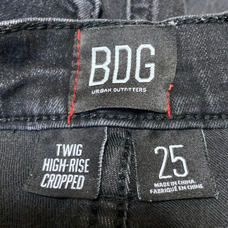 Urban Outfitters BDG Women's Black High Waisted Raw Hem Skinny Denim Jeans 25
