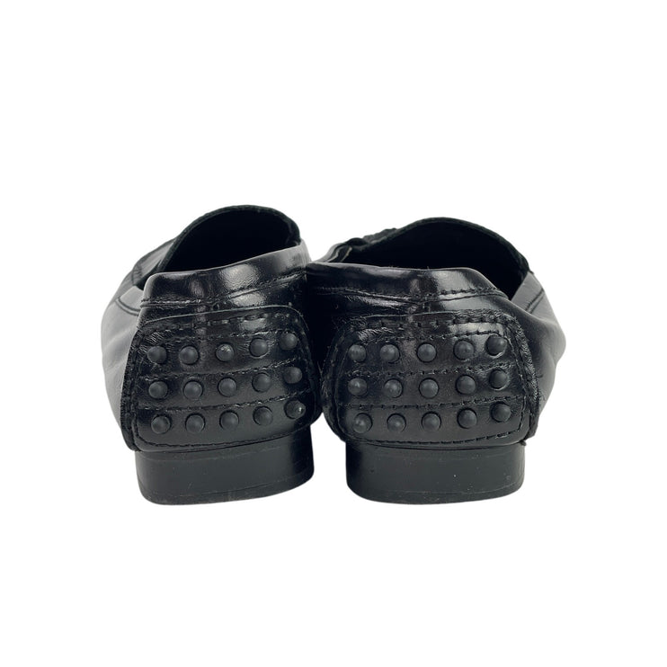 Jeffrey Campbell Black Gathered Leather Classic Moccasin Penny Flat Loafers Sz 9