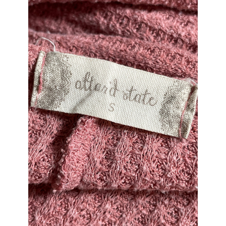 Altar'd State Women's Pink Waffle Knit Long Sleeve Thermal Tunic Sweater Top S