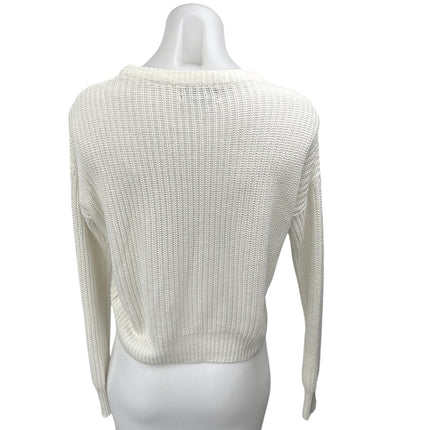 Urban Outfitters Andi Cream White Knitted Long Sleeve Pullover Sweater Top Sz XS