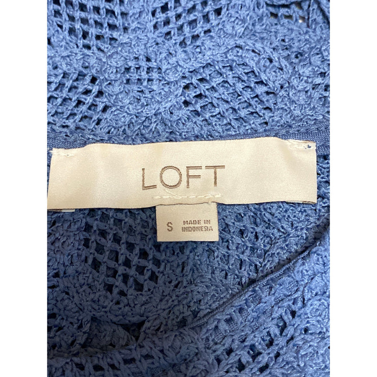 Ann Taylor LOFT Blue Daisy Floral Crochet Lace Sleeveless Crop Tank Top Size S