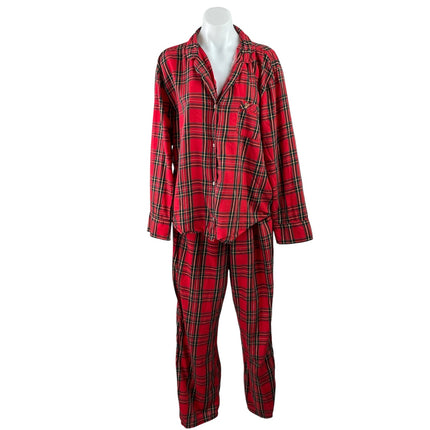 Victoria's Secret Lipstick Red Plaid Flannel Long Sleeve Sleepwear Pajama Set L