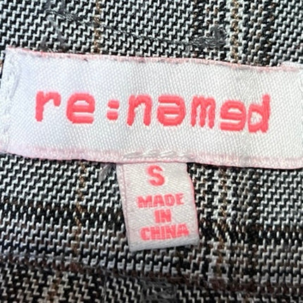 Re:named Gray Plaid Checkered Belted Tie Pleated Mini Casual Paperbag Shorts S
