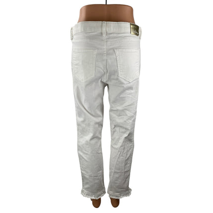 Lily Pulitzer Women's White Frayed Hem High Rise Straight Denim Jeans Pants 10