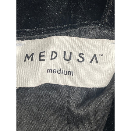 Medusa Women's Black Faux Suede Sleeveless Squareneck Crop Corset Tank Top Sz M