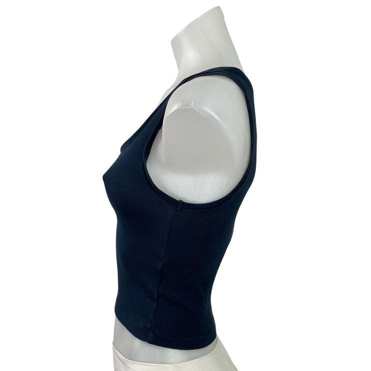 Madhappy Womens Blue Knit Sleeveless Square Neck Racerback Crop Tank Top Size M