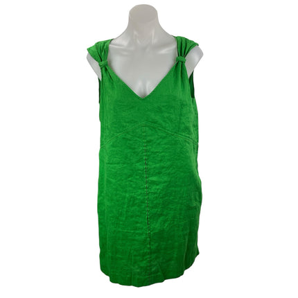 Pedro Del Hierro Women's Green Sleeveless V Neck Tank Mini Shift Dress Size 6