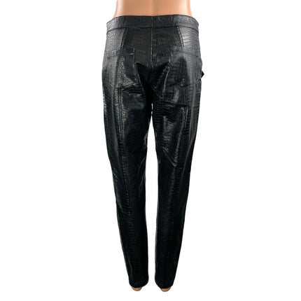 Maniere De Voir Women's Black Croc Faux Leather Vegan Skinny Pants Size 10