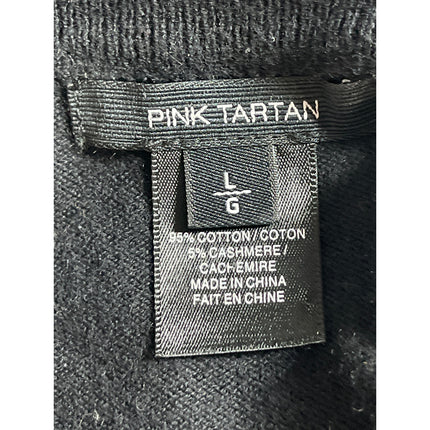 Pink Tartan Women's Navy Blue Beige Cashmere Colorblock Knit Sweater Top Sz L