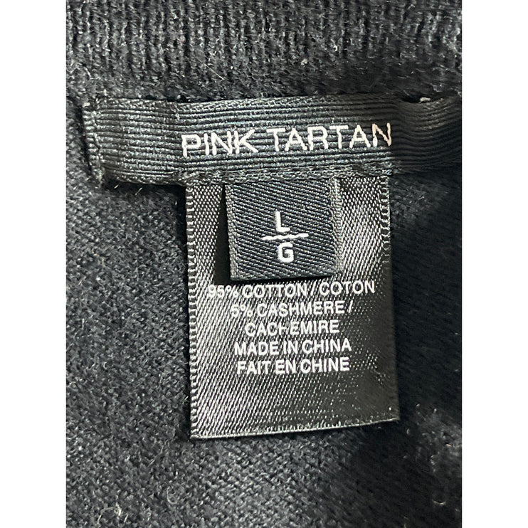 Pink Tartan Women's Navy Blue Beige Cashmere Colorblock Knit Sweater Top Sz L