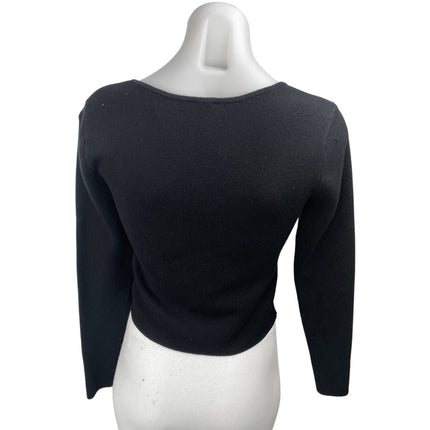 Abercrombie & Fitch Women's Black Zip Up Long Sleeve Crop Cardigan Sweater Top M