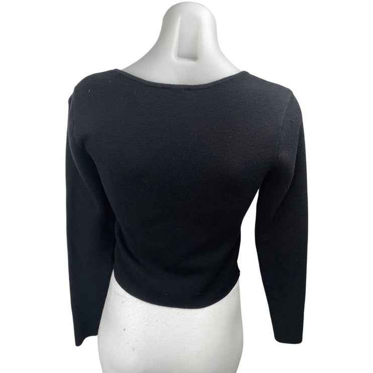 Abercrombie & Fitch Women's Black Zip Up Long Sleeve Crop Cardigan Sweater Top M